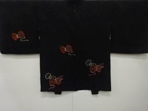 鼓模様　刺繍　一つ紋　絵羽織